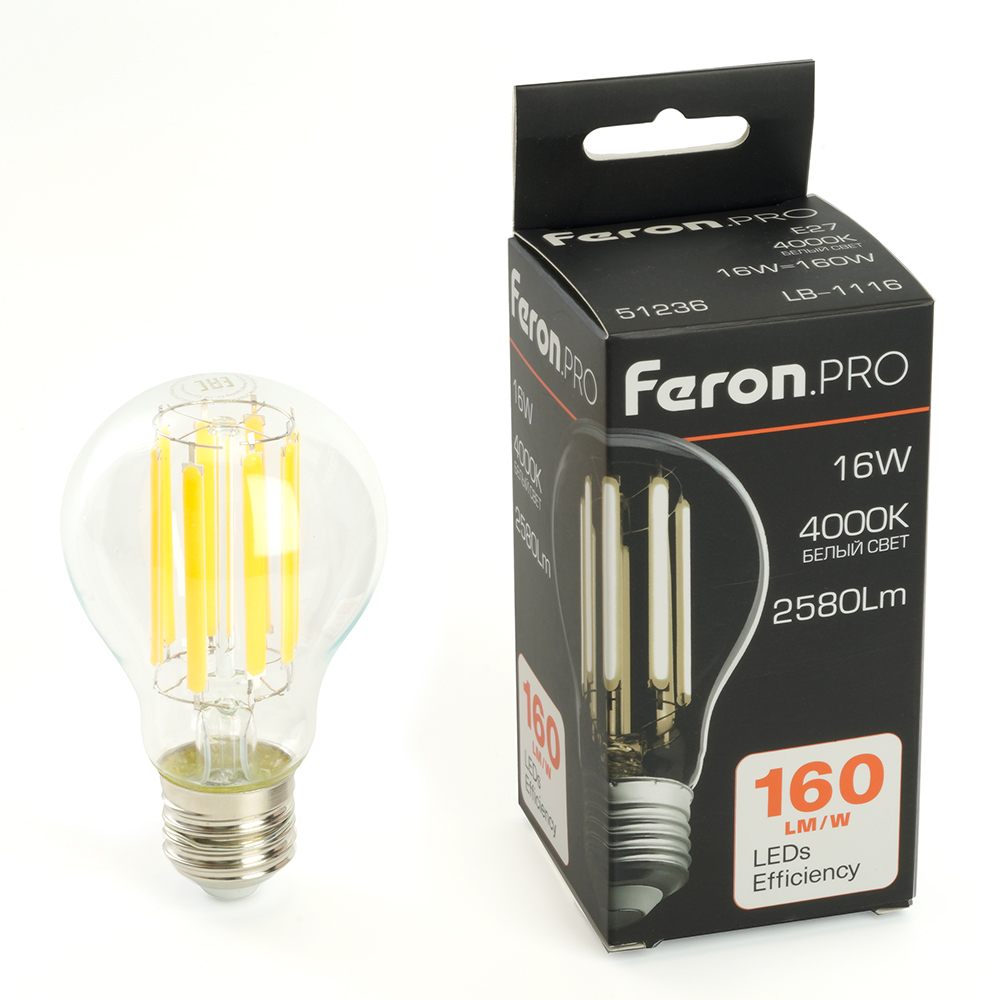 Лампа светодиодная Feron.PRO LB-1116 Шар E27 2580LM 16W 175-265V 4000K