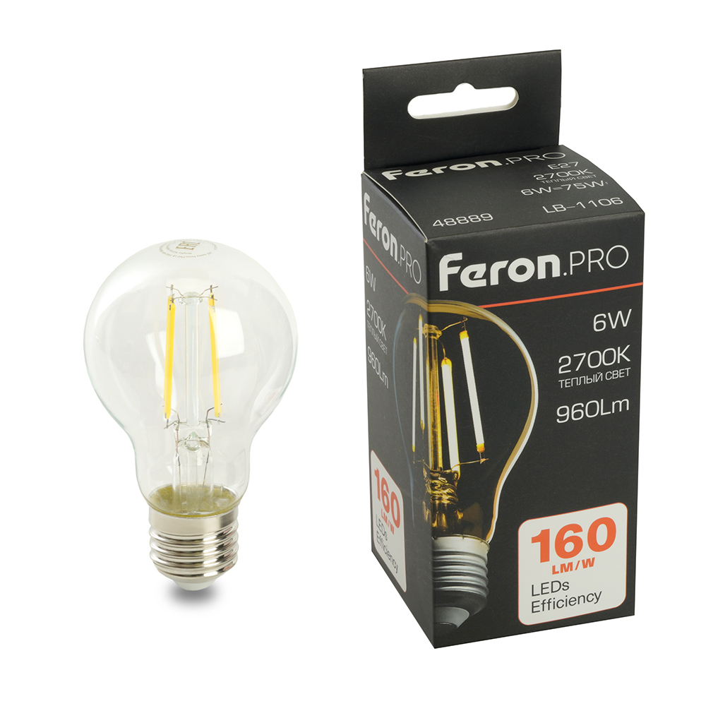 Лампа светодиодная Feron.PRO LB-1106 Шар E27 960LM 6W 175-265V 2700K