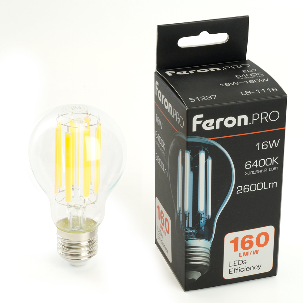 Лампа светодиодная Feron.PRO LB-1116 Шар E27 2600LM 16W 175-265V 6400K