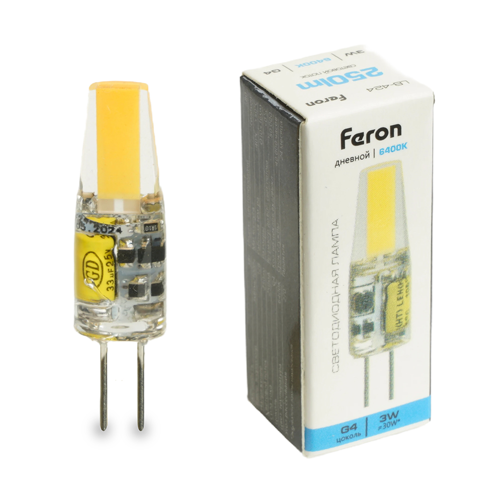 Лампа светодиодная Feron LB-424 G4 3W 12V 6400K