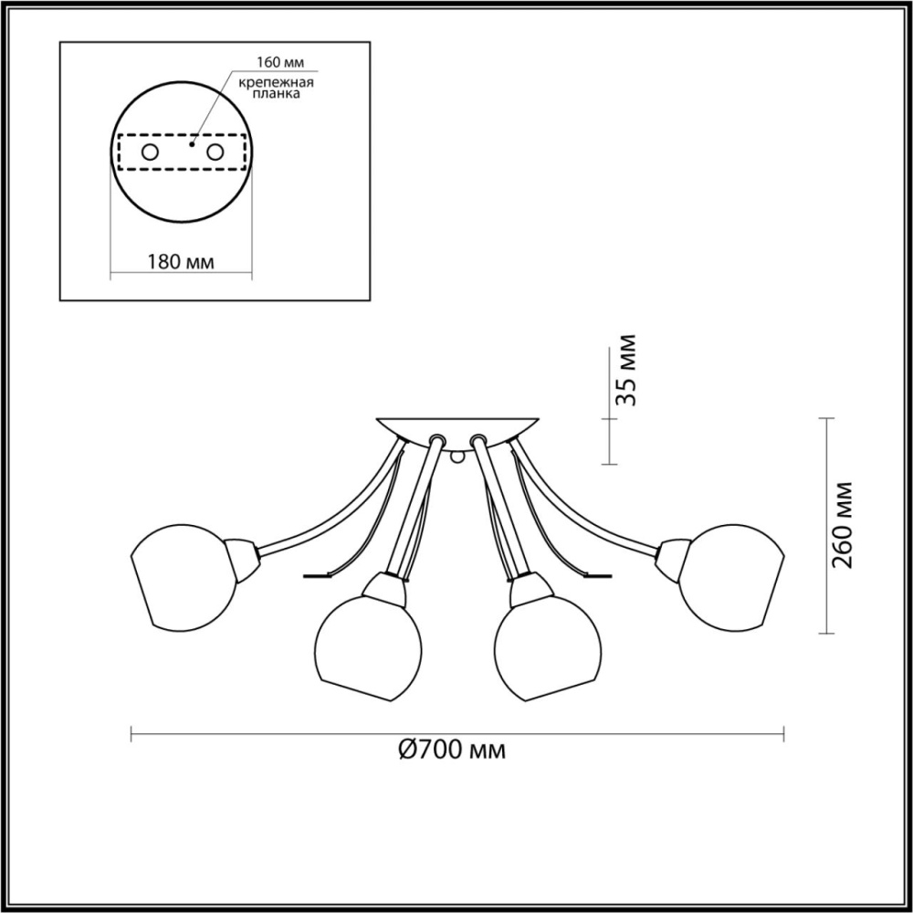 5265/8C COMFI LN23 237 античная латунь Люстра потолочная E14 8*40W 220V TULA