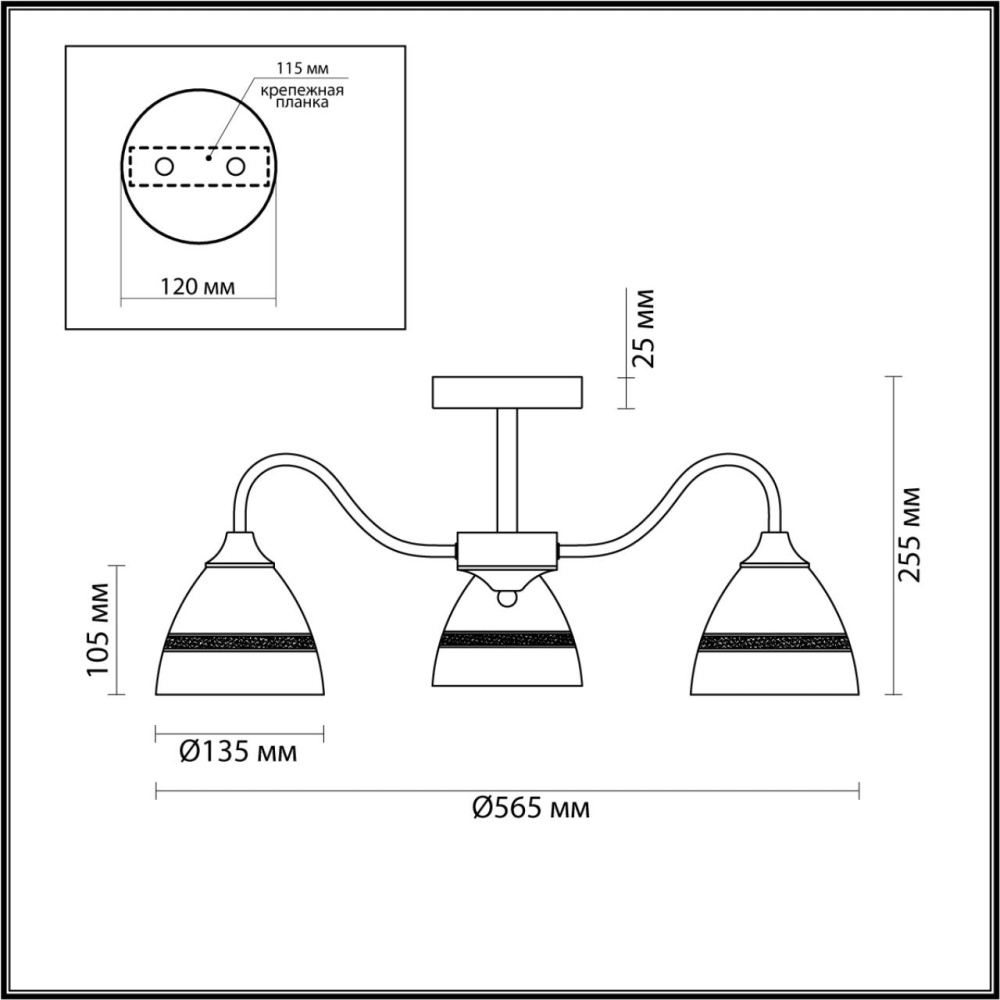 5214/3C COMFI черный, бронзовый Люстра потолочная E27 3*60W 220V NETTIE.