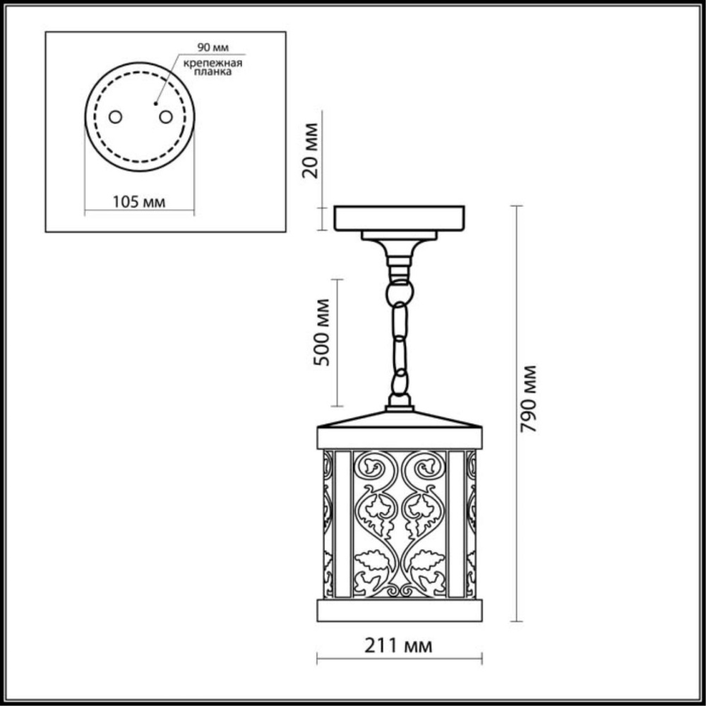 2286/1 NATURE ODL12 659 патина коричневый Уличный светильник-подвес IP44 E27 100W 220V LAGRA