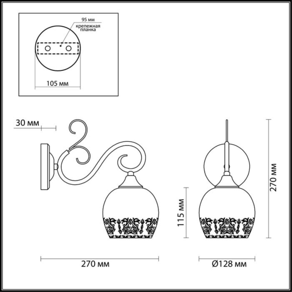 3505/1W COMFI LN18 216 белый, золотая патина Бра E27 60W 220V BIANCOPA