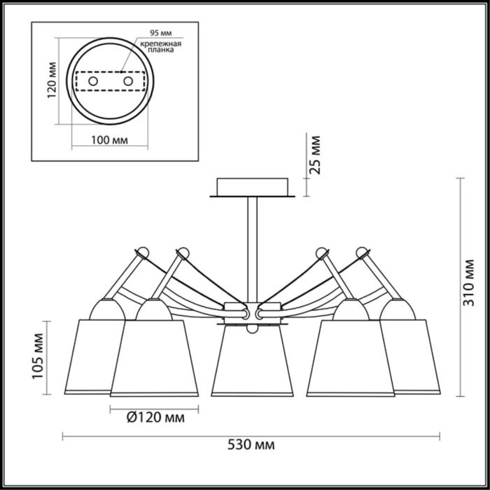 3449/5C MODERNI LN17 000 хром, белый Люстра потолочная E14 5*60W 220V HADRINNA