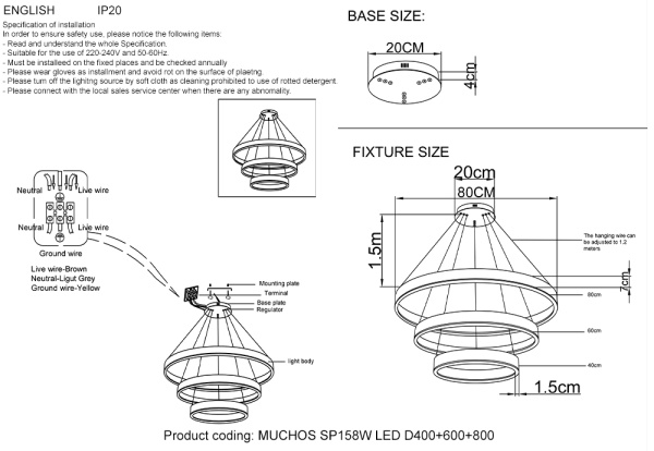 Люстра Crystal Lux MUCHOS SP158W LED D400+600+800 GOLD