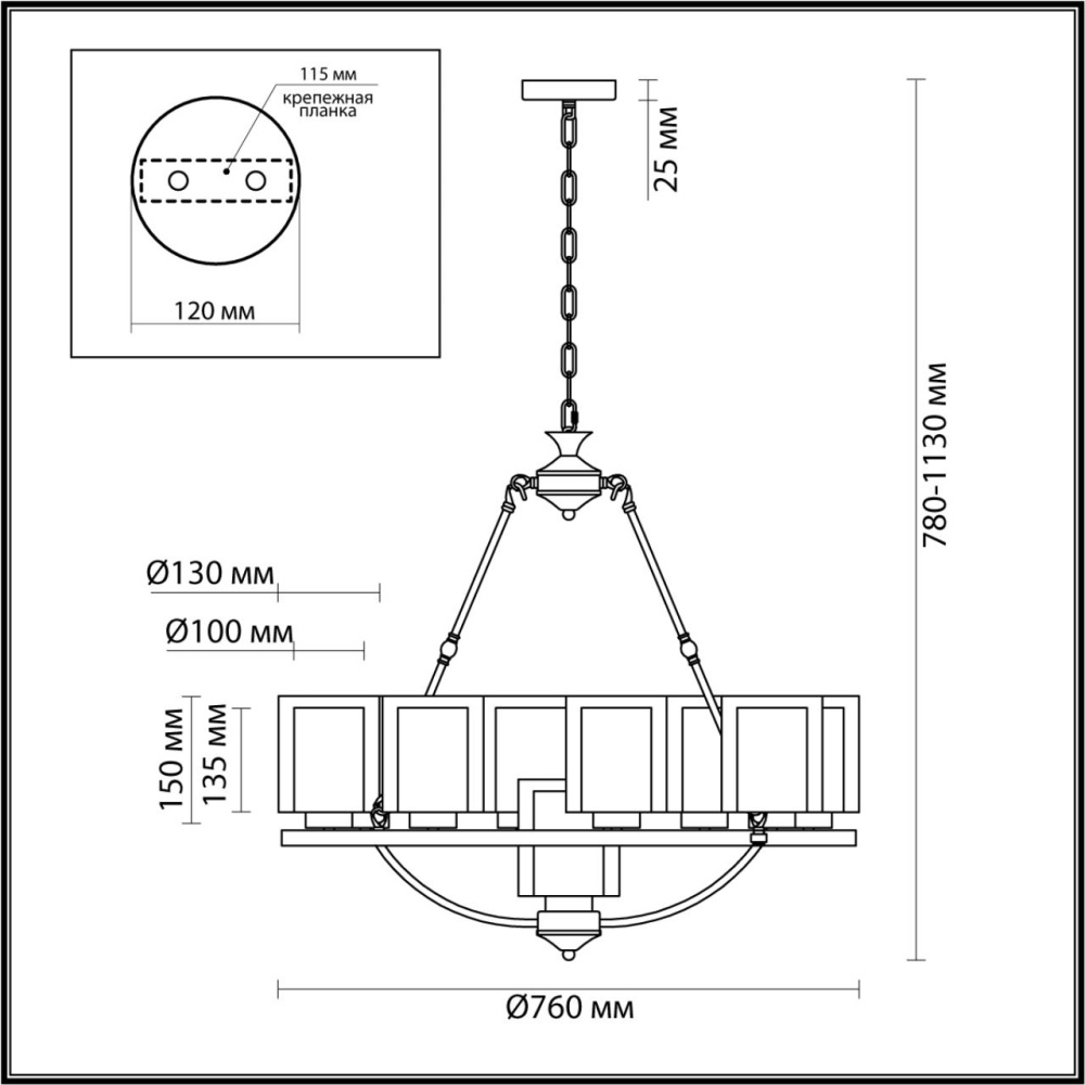 6524/9 COUNTY LN23 39 античная латунь Люстра E27 9*60W 220V RIVERLY