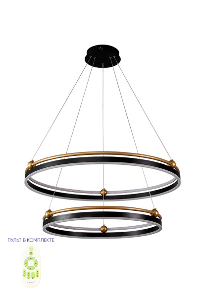 Подвесная люстра CRYSTAL LUX FERNANDO SP123W LED D600+800 BLACK/GOLD