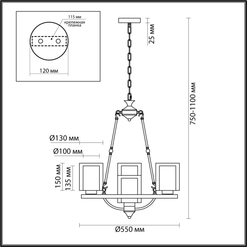 6524/4 COUNTY LN23 39 античная латунь Люстра E27 4*60W 220V RIVERLY